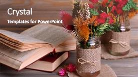 Presentation with beautiful flowers border floral design - Audience pleasing presentation theme consisting of yellow roses book - beautiful bouquet of bright flowers backdrop and a tawny brown colored foreground