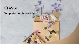  Presentation with envelope - Colorful presentation theme enhanced with yellow roses book - composition of envelope backdrop and a light gray colored foreground