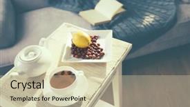  Presentation with lemon and ginger tea - Slides consisting of yellow roses book - rose hip and lemon tea background and a  colored foreground