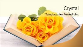  Presentation with pineapple a yellow wooden - Theme enhanced with yellow roses with open book background and a blonde colored foreground