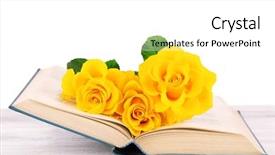  Presentation with pineapple a yellow wooden - Audience pleasing PPT layouts consisting of yellow roses with open book backdrop and a white colored foreground