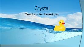  Presentation with rubber duck - Presentation theme having yellow rubber duck toy floating in water background and a light blue colored foreground