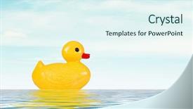  Presentation with rubber duck - Cool new PPT theme with yellow rubber duck toy floating backdrop and a sky blue colored foreground