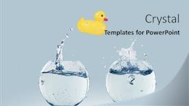  Presentation with rubber duck - Amazing slide set having yellow rubber duck toy jumping from one aquarium to another backdrop and a light blue colored foreground