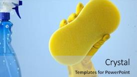  Presentation with rubber - PPT layouts consisting of yellow rubber glove and sponge background and a light blue colored foreground