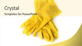 Presentation with rubber gloves - PPT theme with yellow rubber gloves for washing background and a yellow colored foreground