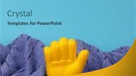  Presentation with blue waves - Slide deck having yellow-rubber-hand-of-drowning background and a light blue colored foreground