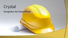  Presentation with occupational health safety yellow - Amazing presentation theme having yellow safety helmet with drawings backdrop and a light gray colored foreground
