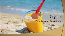  Presentation with sand - Cool new slides with yellow sand pail and shovel backdrop and a yellow colored foreground