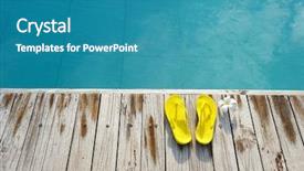  Presentation with swimming pool - Cool new PPT theme with yellow sandals by a swimming backdrop and a teal colored foreground
