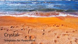  Presentation with mediterranean - Audience pleasing theme consisting of yellow sandy beach of mediterranean backdrop and a coral colored foreground