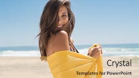  Presentation with vacation - Amazing slides having yellow sarong at beach backdrop and a yellow colored foreground