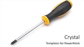  Presentation with white and yellow - Cool new presentation design with yellow screwdriver and screws isolated backdrop and a white colored foreground