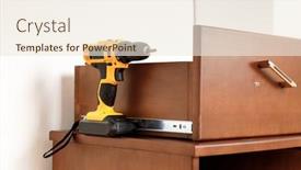  Presentation with power - Colorful slide set enhanced with yellow-screwdriver-on-a-wooden backdrop and a sky blue colored foreground