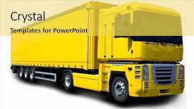  Presentation with semi truck - Presentation theme enhanced with yellow semi truck background and a yellow colored foreground
