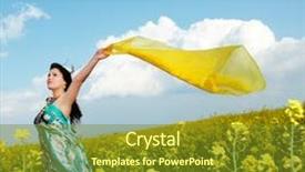  Presentation with freedom - Slides with yellow shawl in rapeseed field background and a tawny brown colored foreground