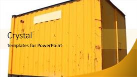  Presentation with container ship - Audience pleasing PPT layouts consisting of yellow ship freight container isolated backdrop and a  colored foreground