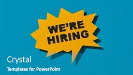  Presentation with hiring - Slides enhanced with yellow-sign-in-the-shape background and a teal colored foreground