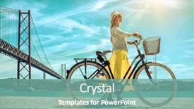  Presentation with summer - Slide deck having yellow skirt with her city background and a seafoam green colored foreground