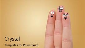  Presentation with hug - PPT theme enhanced with yellow smiley - happy face fingers hug each background and a coral colored foreground