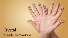  Presentation with hug - Cool new theme with yellow smiley - happy face fingers hug each backdrop and a  colored foreground