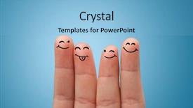  Presentation with fingers - Slide set featuring yellow smiley - happy face fingers hugs each background and a light blue colored foreground