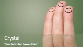  Presentation with happy sad mask face - Theme having yellow smiley - happy face fingers hugs each background and a  colored foreground