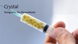  Presentation with injection - Presentation design consisting of yellow smiley - injection of optimism background and a light blue colored foreground