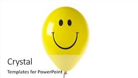  Presentation with blue white and yellow - Theme having yellow smiling face balloon isolated background and a  colored foreground