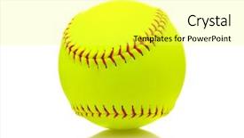  Presentation with softball - Beautiful presentation theme featuring yellow softball on white background backdrop and a yellow colored foreground