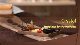  Presentation with relaxation - Presentation theme consisting of yellow spa massage - place for relaxation in modern background and a tawny brown colored foreground