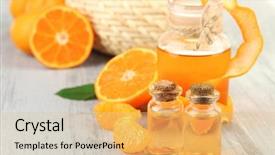  Presentation with essential oil - Cool new theme with yellow spa massage - tangerine essential oil and tangerines backdrop and a  colored foreground