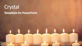  Presentation with spirituality zen meditation stone - PPT layouts enhanced with yellow spa massage - zen stones and aromatic candles background and a coral colored foreground