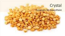  Presentation with peas - Theme having yellow split peas isolated background and a blonde colored foreground