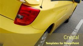  Presentation with sports car - Audience pleasing presentation theme consisting of yellow-sports-car-rear-view backdrop and a tawny brown colored foreground