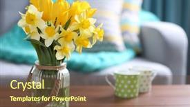  Presentation with easter bunny yellow spring flower - PPT layouts featuring yellow spring flowers in living background and a tawny brown colored foreground