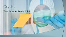  Presentation with note - Colorful slide set enhanced with yellow-sticky-note-slip backdrop and a light blue colored foreground