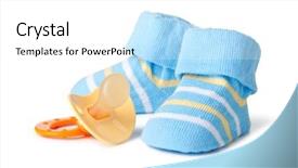  Presentation with socks - Cool new presentation theme with yellow streaks - blue baby socks and pacifier backdrop and a white colored foreground
