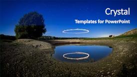  Presentation with astronomy night sky milky way - Presentation featuring yellow streaks - landscape with lake by night background and a navy blue colored foreground