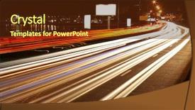  Presentation with traffic light - Slides enhanced with yellow streaks - night traffic light of big background and a tawny brown colored foreground