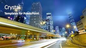  Presentation with traffic light - Amazing presentation theme having yellow streaks - night traffic light trail backdrop and a ocean colored foreground