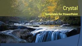  Presentation with water environment - PPT layouts consisting of yellow streaks - smooth flowing water falling background and a tawny brown colored foreground