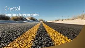  Presentation with road yellow - Colorful presentation design enhanced with yellow-strips-on-road-close backdrop and a teal colored foreground