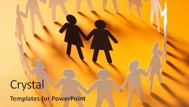  Presentation with diversity hands - Slide set consisting of yellow surface minorities bull background and a yellow colored foreground