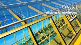  Presentation with bridge construction - PPT layouts consisting of yellow suspended bridge construction in moscow russia background and a teal colored foreground