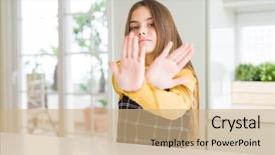  Presentation with angry kid - Presentation theme having yellow sweater at home rejection background and a  colored foreground