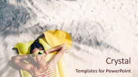  Presentation with tropical holiday - Slide set featuring yellow swimwear and sunglasses chill background and a lemonade colored foreground