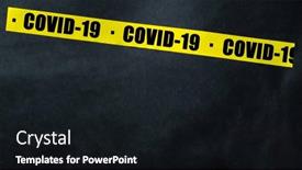  Presentation with covid - Presentation theme consisting of yellow-tape-with-text-covid background and a  colored foreground