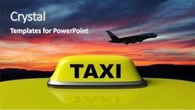  Presentation with taxi - PPT theme having yellow taxi car roof sign background and a ocean colored foreground