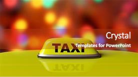  Presentation with taxi - Beautiful slide set featuring yellow taxi car roof sign backdrop and a crimson colored foreground